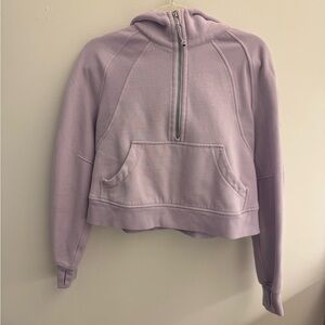 Lululemon Women's Cropped Lavender Half‑Zip Hoodie with Kangaroo Pocket